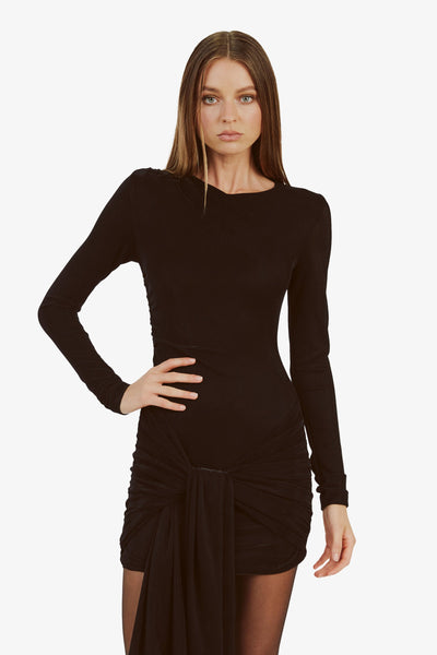 Cassidy Tie Front Dress - Black - SHOPJAUS - JAUS