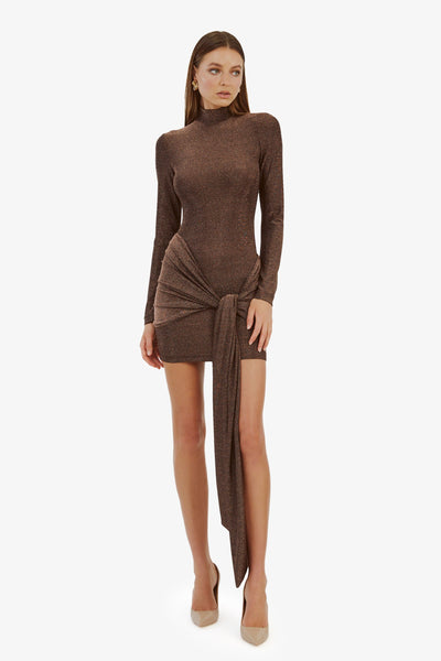 Seraphina Tie Front Dress - Bronze - SHOPJAUS - JAUS