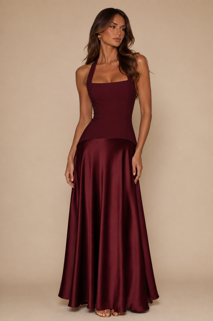 Solene Maxi Dress - Black Cherry