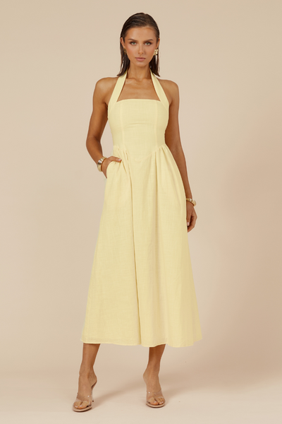 Locklea Midi Dress - Lemon - SHOPJAUS - JAUS