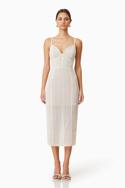 Bella Cocktail Midi Dress - Ivory - SHOPJAUS - JAUS
