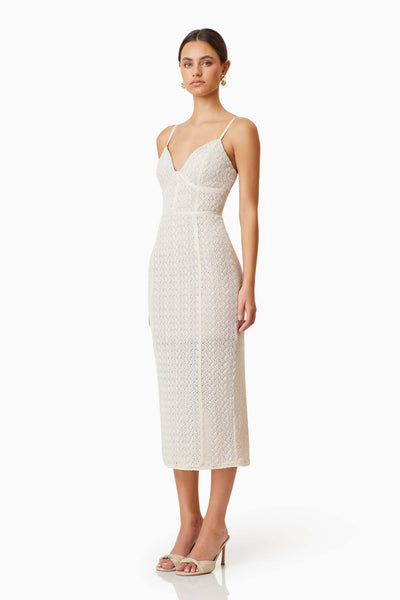 Bella Cocktail Midi Dress - Ivory - SHOPJAUS - JAUS