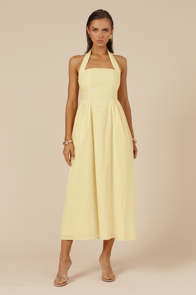 Locklea Midi Dress - Lemon - SHOPJAUS - JAUS