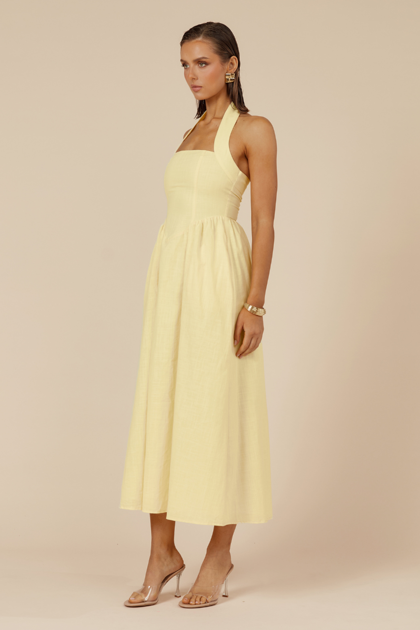 Locklea Midi Dress - Lemon - SHOPJAUS - JAUS