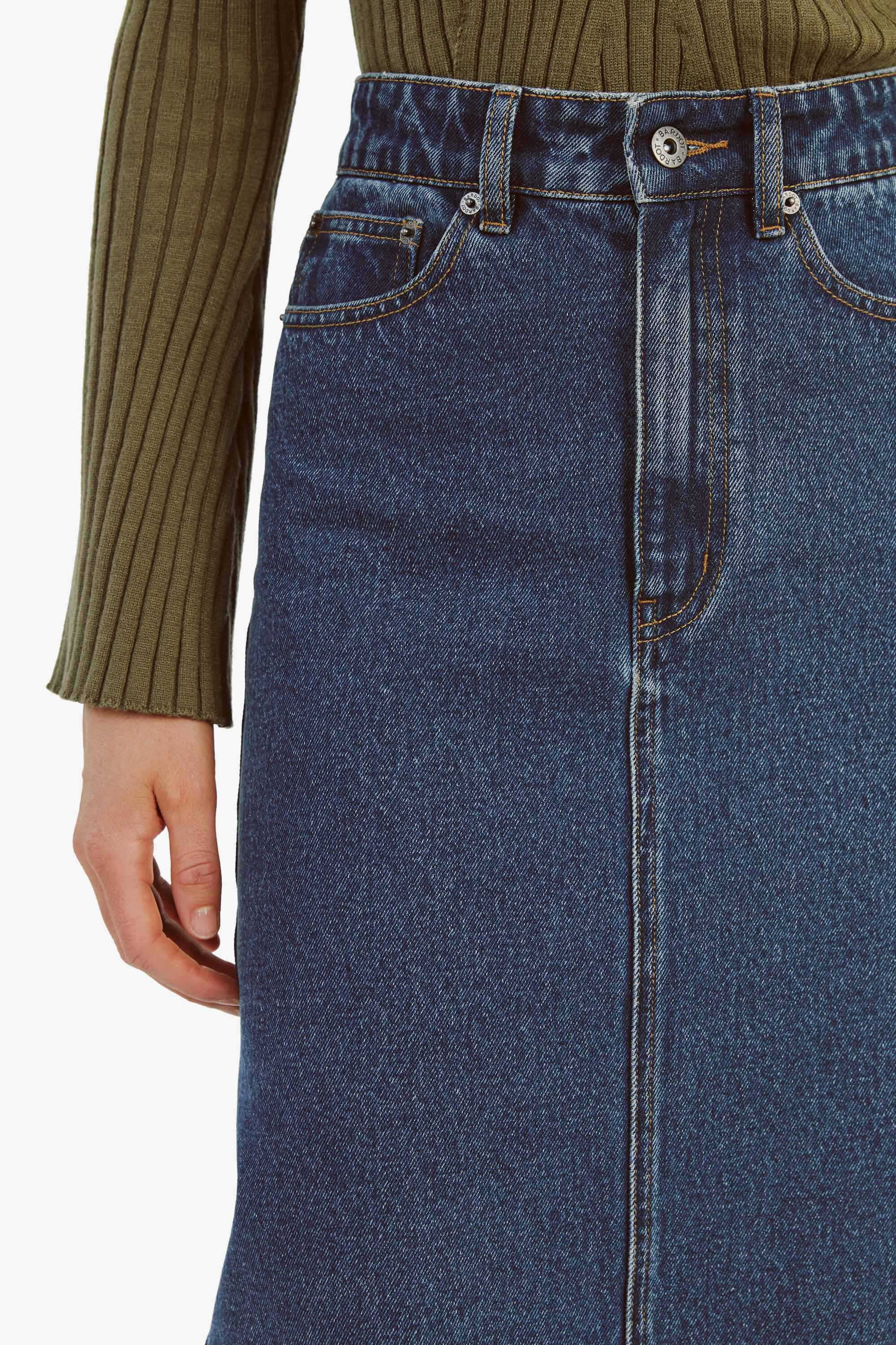 Evianna Denim Maxi Skirt - Washed Indigo | JAUS