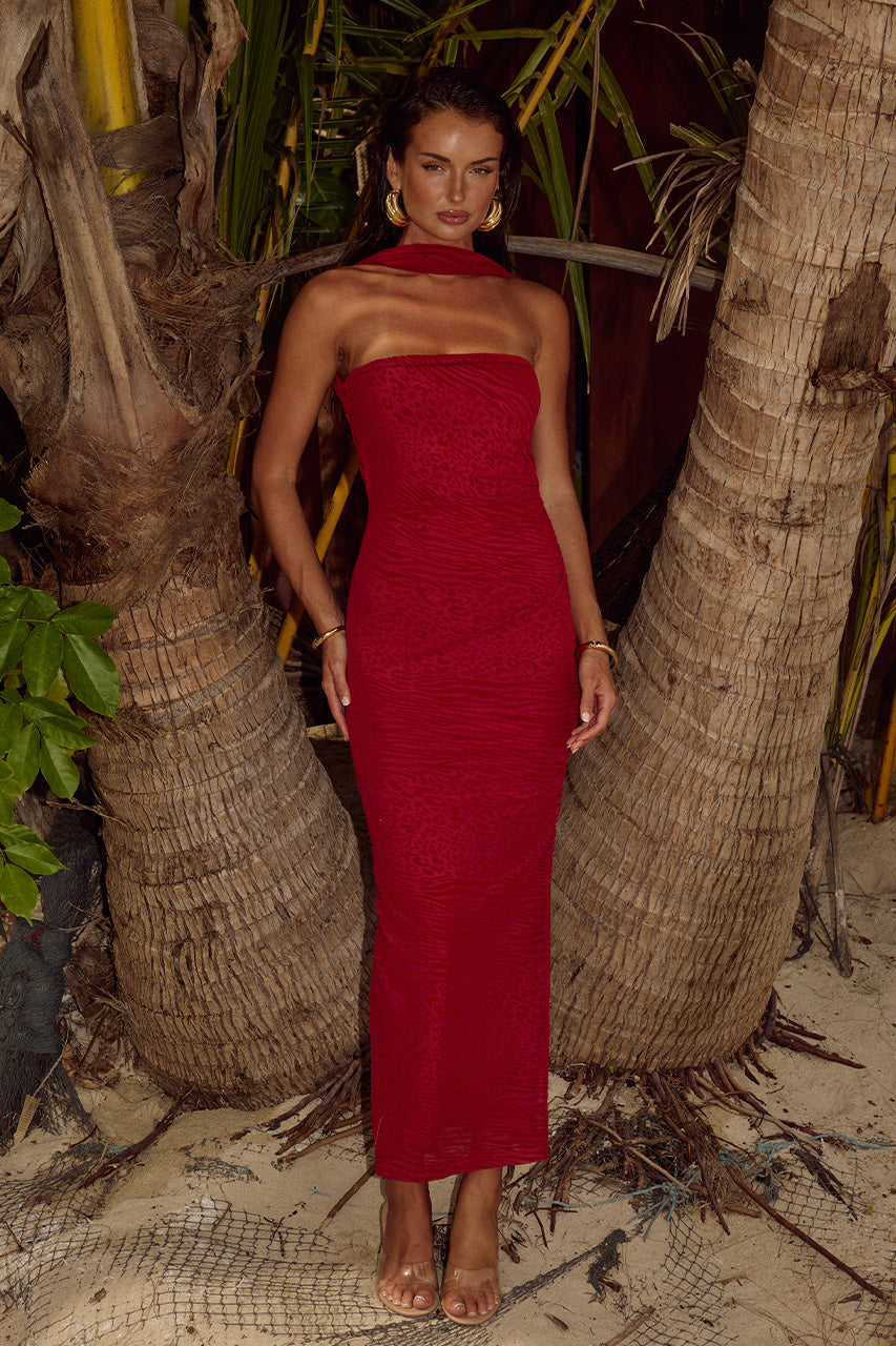 Alessi Midi Dress - Red - SHOPJAUS - JAUS
