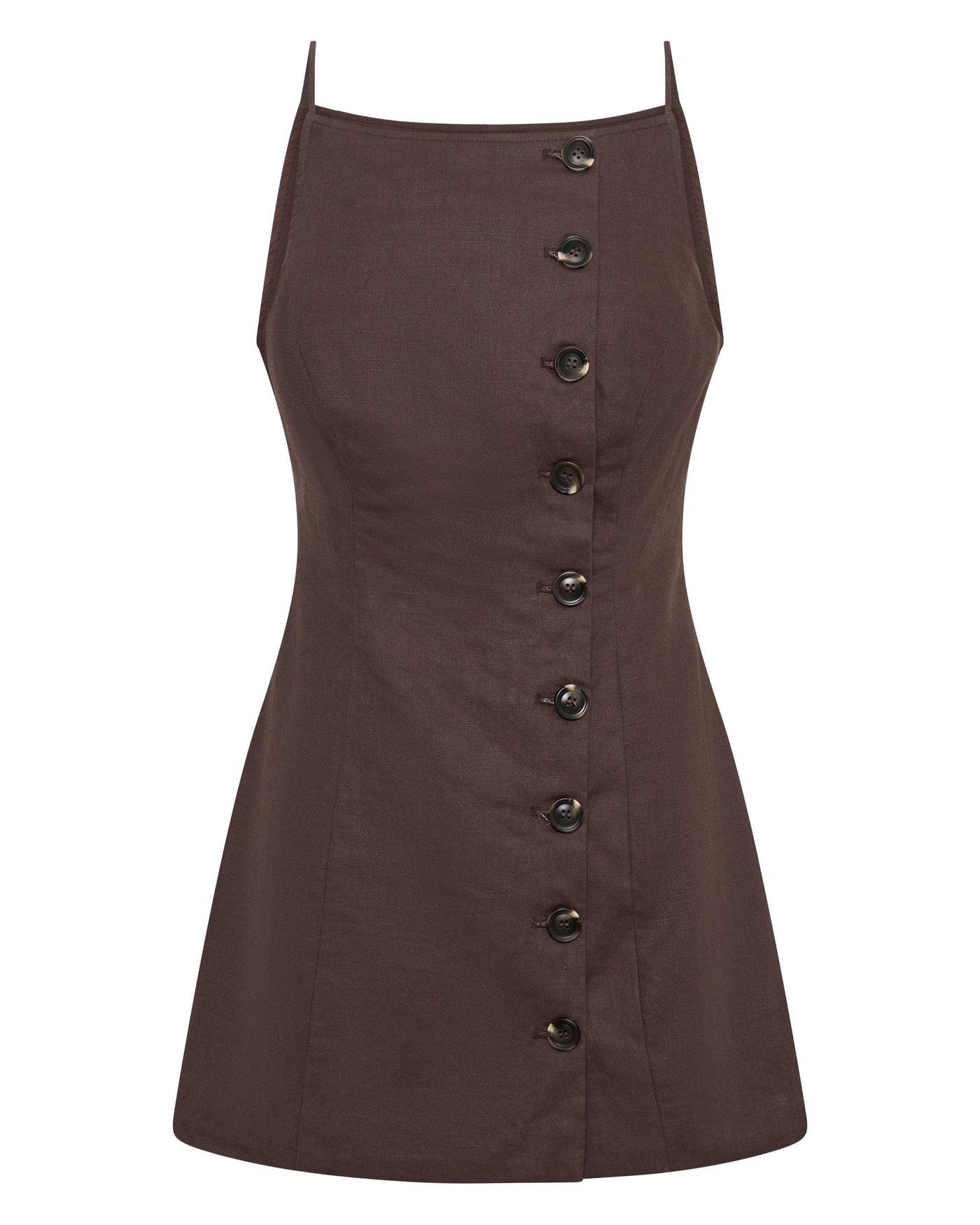 Allegra Linen Dress - Chocolate - SHOPJAUS - JAUS