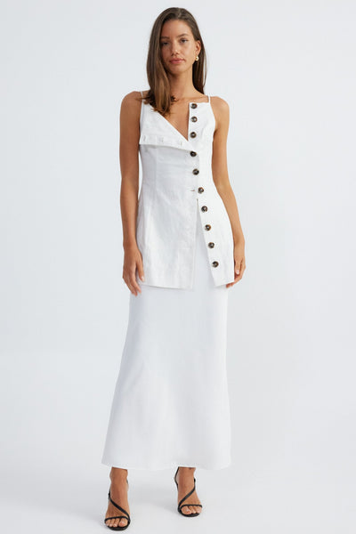 Allegra Linen Dress - White - SHOPJAUS - JAUS