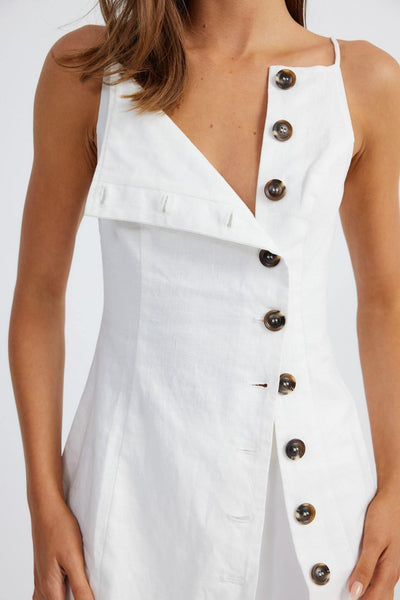 Allegra Linen Dress - White - SHOPJAUS - JAUS