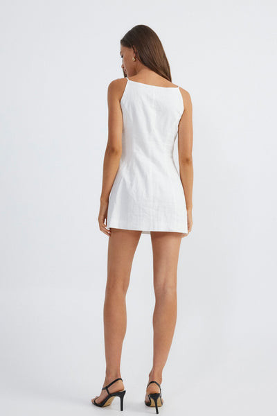 Allegra Linen Dress - White - SHOPJAUS - JAUS
