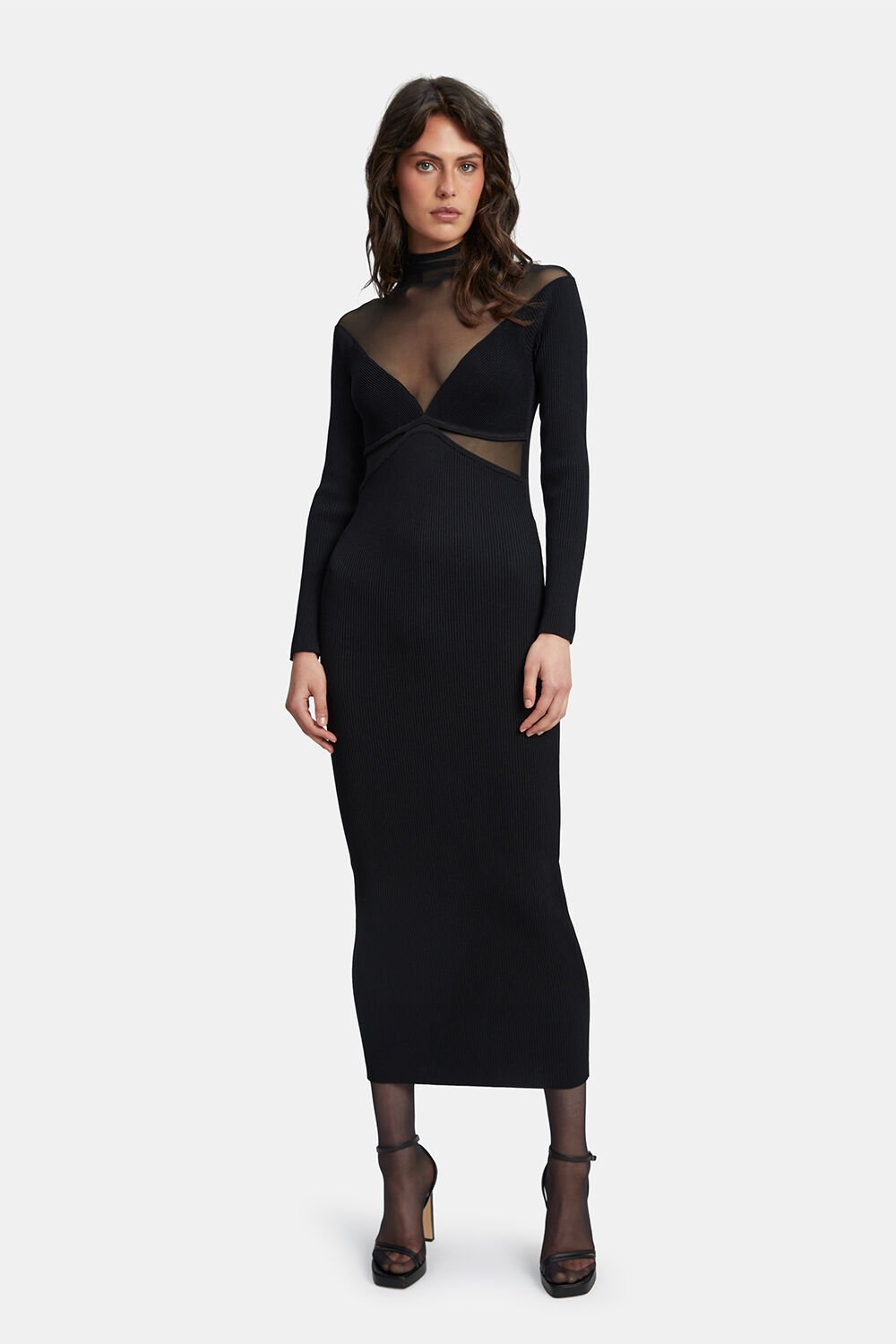 Aperol Knit Midi Dress - Black - SHOPJAUS - JAUS