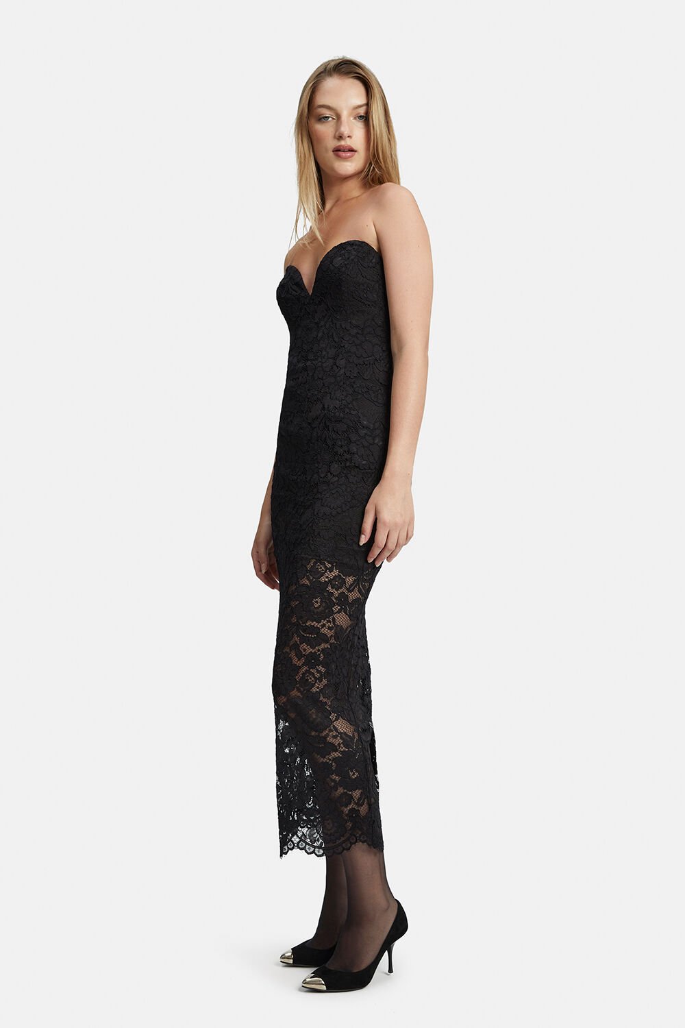 Artemis Midi Lace Dress - Black - SHOPJAUS - JAUS