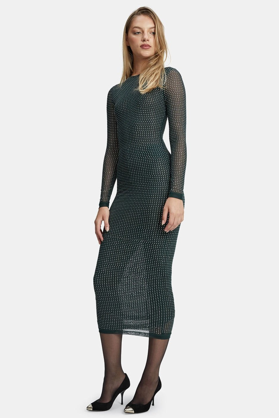 Atlas Diamante Midi Dress - Forest Green - SHOPJAUS - JAUS