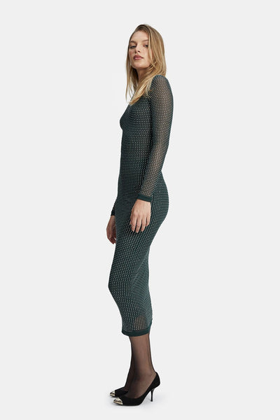 Atlas Diamante Midi Dress - Forest Green - SHOPJAUS - JAUS