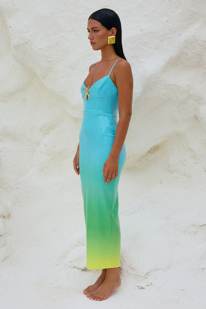 Benito Midi Dress - Blue Ombre | JAUS Benito Midi Dress - Blue Ombre | JAUS