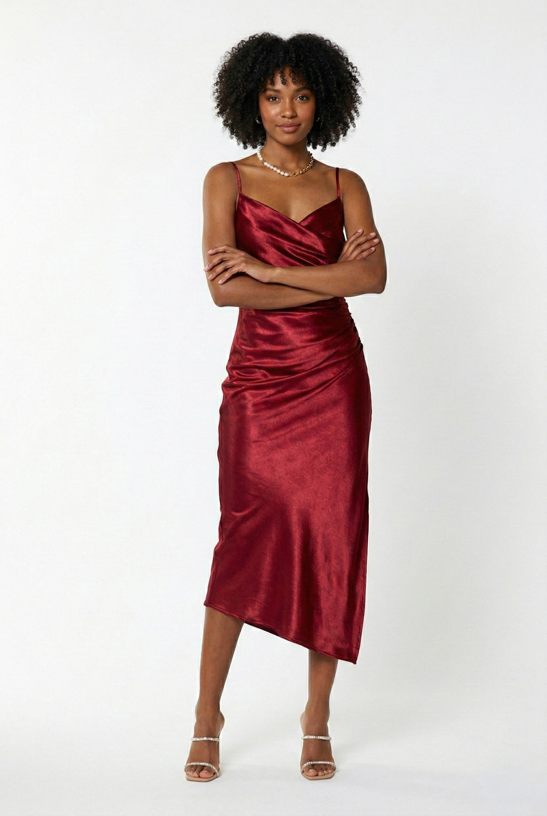 midi red slip dress Billie Midi Dress - RED