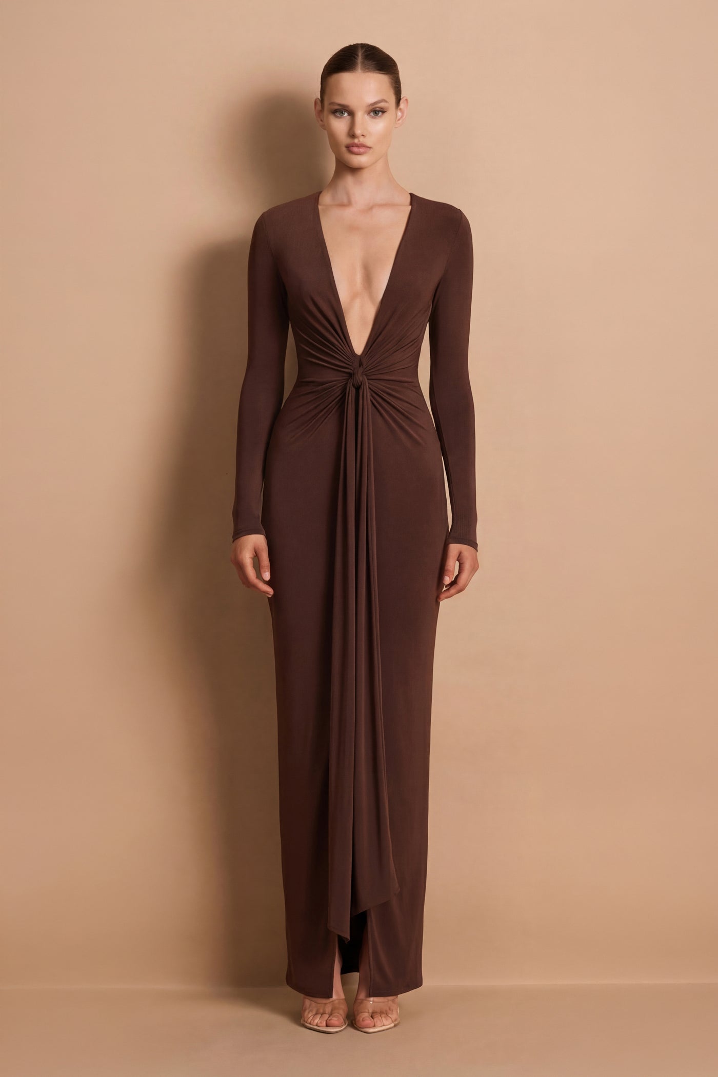 Nookie Charlize 2-Way LS Maxi Dress - Chocolate