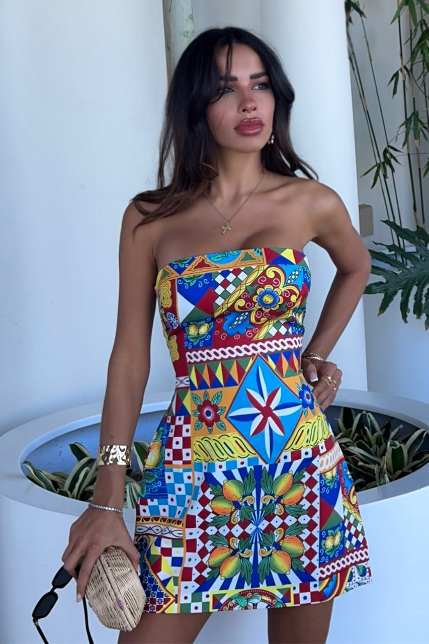 Clementine Mini Dress - Phaedra Print - SHOPJAUS - JAUS