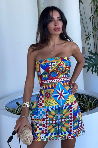 Clementine Mini Dress - Phaedra Print - SHOPJAUS - JAUS