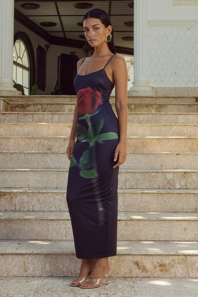 Deia Midi Dress - Black Rose - SHOPJAUS - JAUS