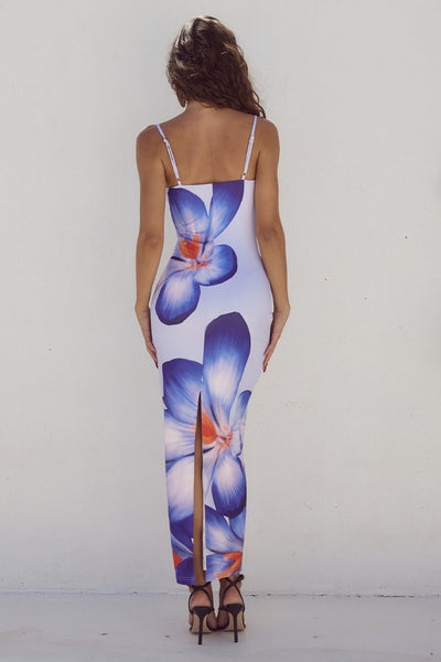 Deia Midi Dress - Violet Flower - SHOPJAUS - JAUS