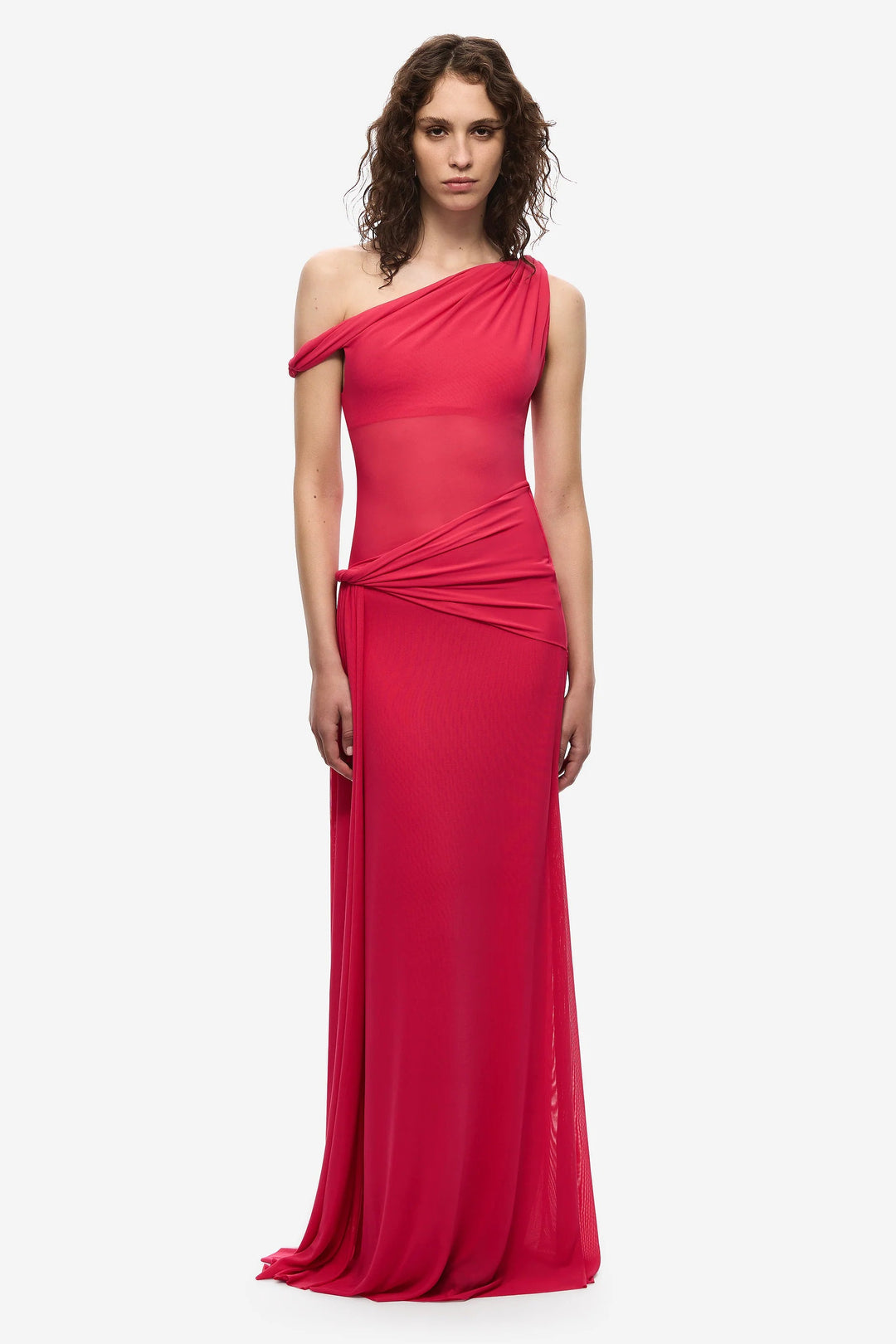 misha sisal mesh maxi dress Misha Sisal Mesh Maxi Dress - Bright Rose