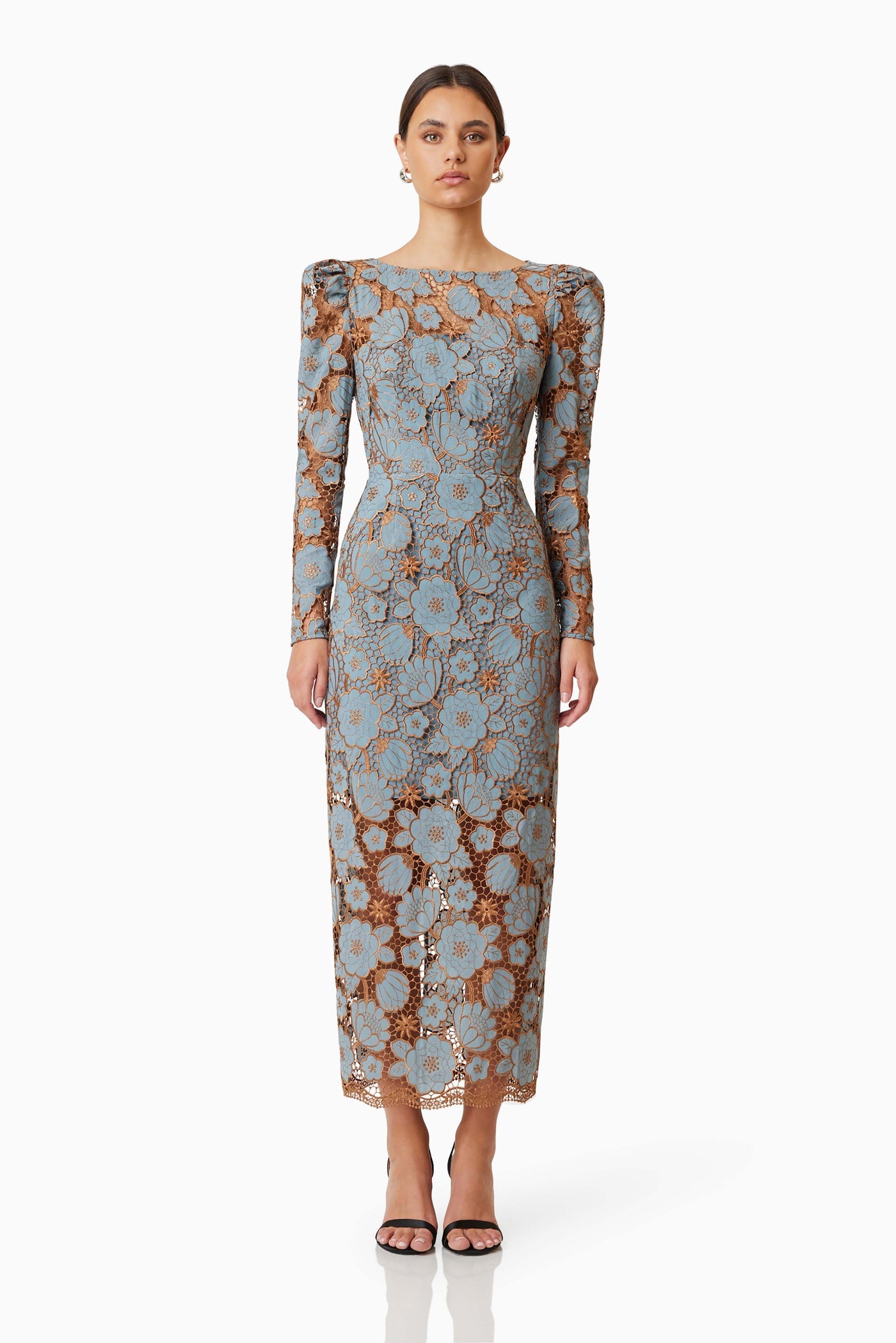 Jasmine Long Sleeve Midi Dress - Blue - SHOPJAUS - JAUS