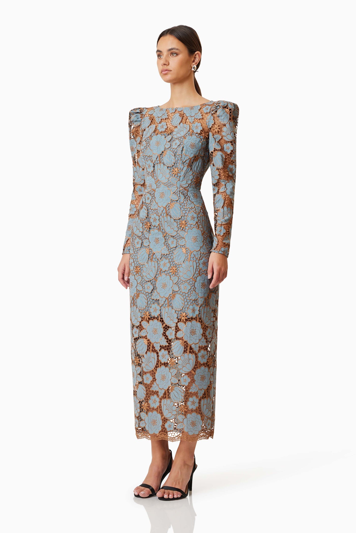 Jasmine Long Sleeve Midi Dress - Blue - SHOPJAUS - JAUS