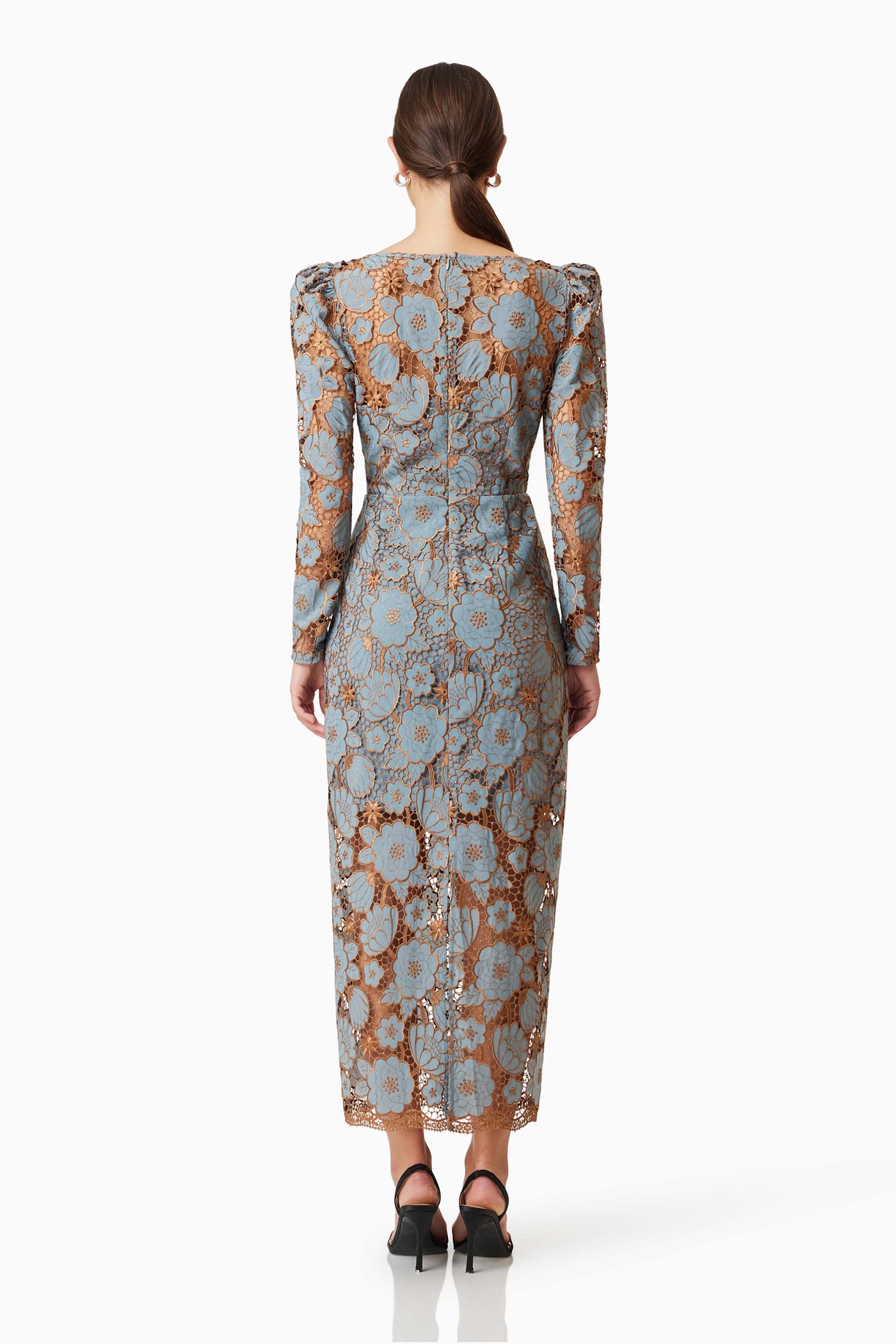 Jasmine Long Sleeve Midi Dress - Blue - SHOPJAUS - JAUS