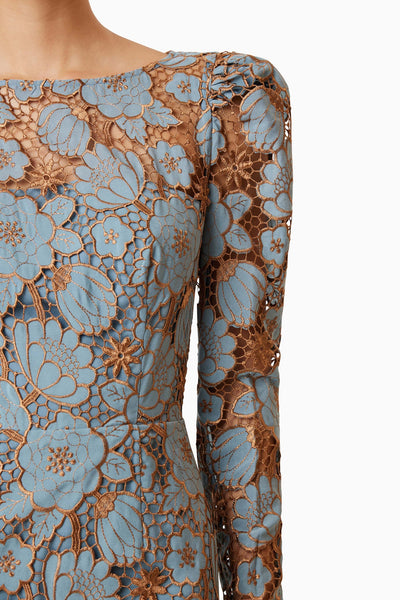 Jasmine Long Sleeve Midi Dress - Blue - SHOPJAUS - JAUS