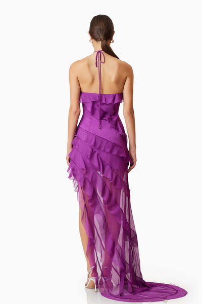 Mia Halterneck Maxi Gown - Purple - SHOPJAUS - JAUS