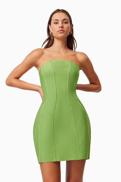 Rose Strapless Mini Dress - Green - SHOPJAUS - JAUS