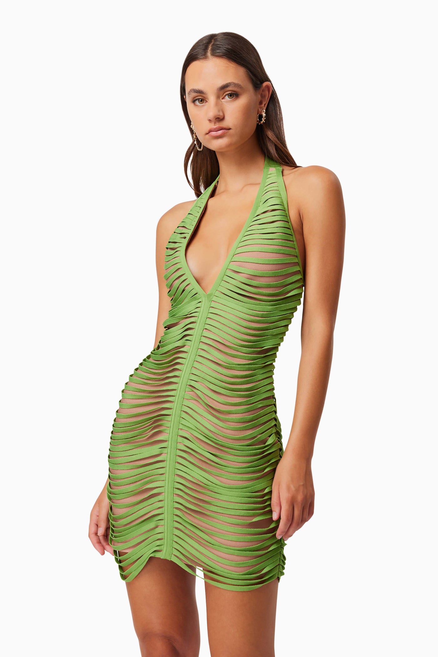 Stella Halter Neck Mini Dress - Green - SHOPJAUS - JAUS