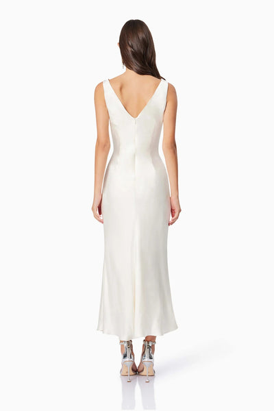 Faith Front Tie Midi Dress - White - SHOPJAUS - JAUS