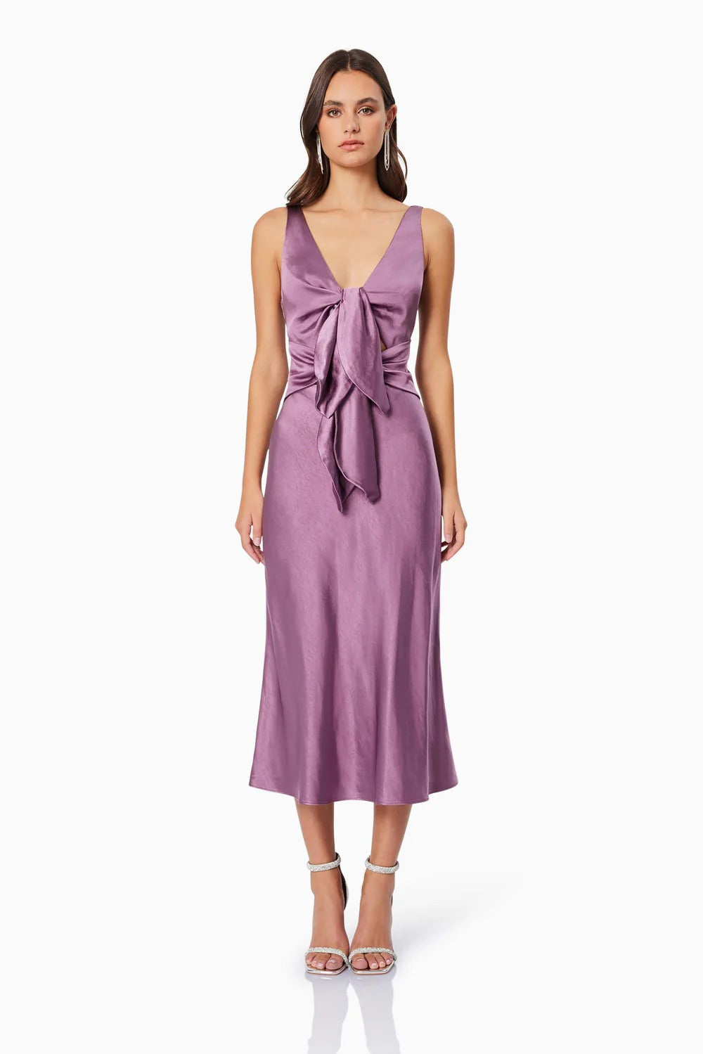 strapless open back dress Girl In Mind Drew Puff Sleeve Purple Marble Midi Dress – Love My Apparel main image 0