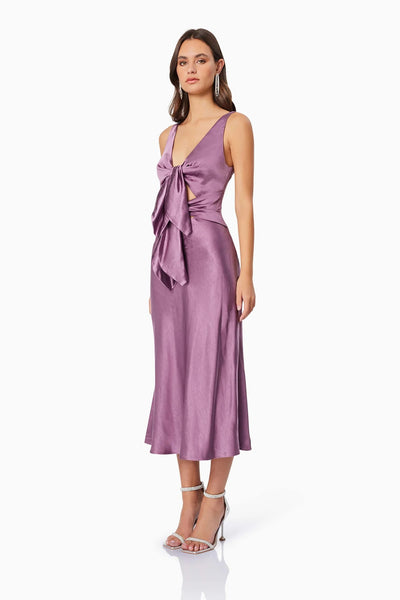 Faith Front Tie Midi Dress - Purple - SHOPJAUS - JAUS