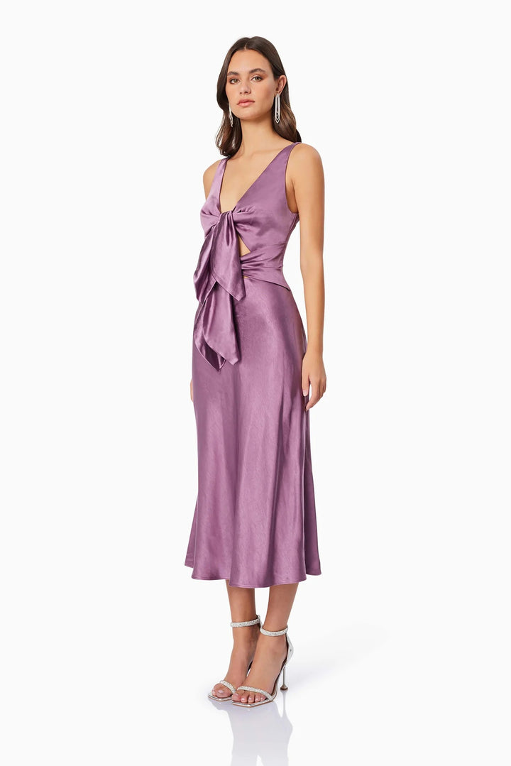 Faith Front Tie Midi Dress in Purple M / Purple