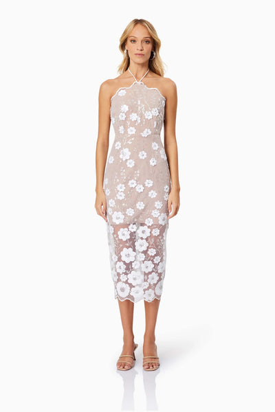 Elodie Midi Dress - Ivory/Nude - SHOPJAUS - JAUS