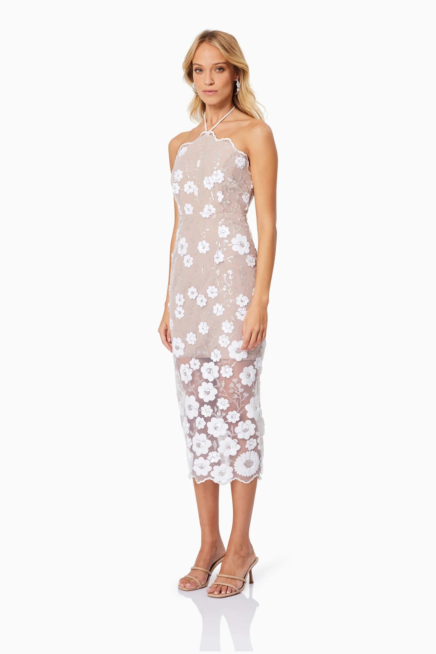 Elodie Midi Dress - Ivory/Nude - SHOPJAUS - JAUS