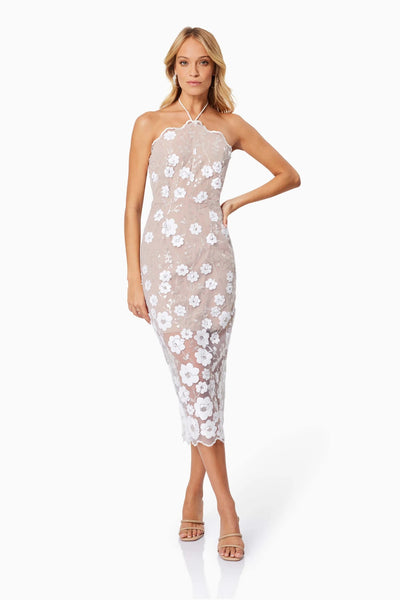 Elodie Midi Dress - Ivory/Nude - SHOPJAUS - JAUS