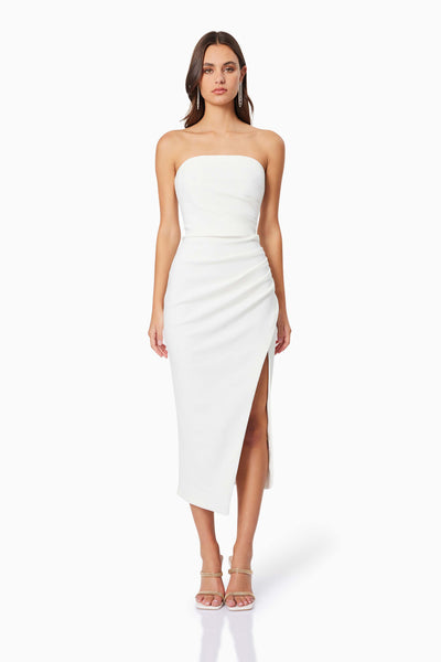 Charlotte Midi Dress - White - SHOPJAUS - JAUS