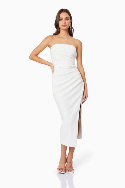 Charlotte Midi Dress - White - SHOPJAUS - JAUS