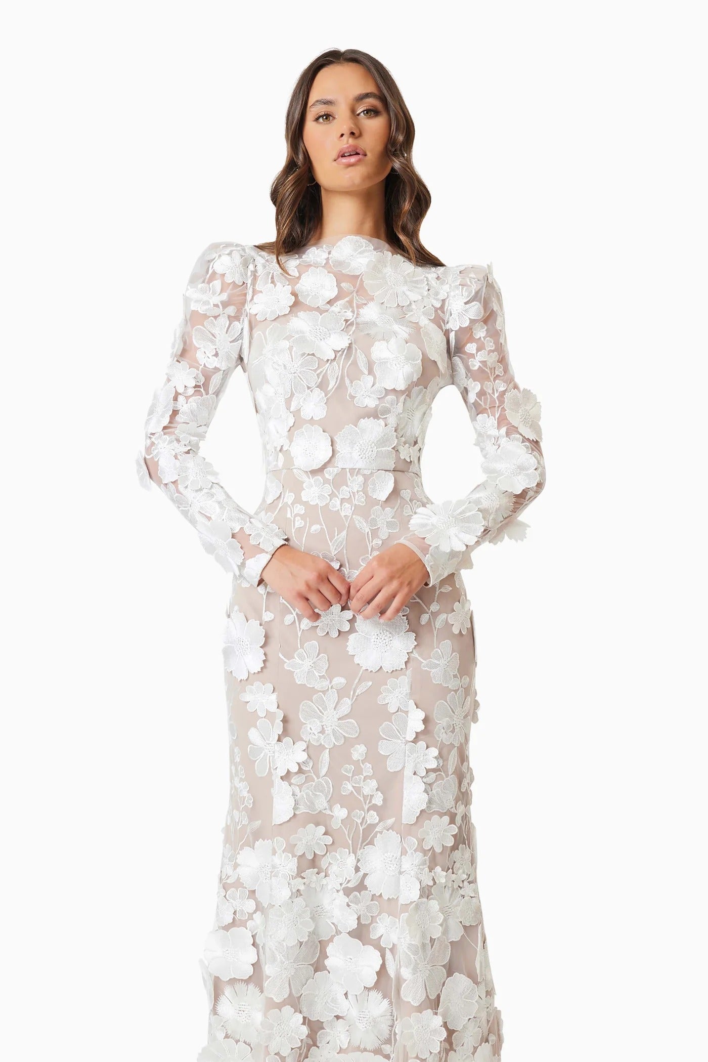 Shannon Floral Midi Dress - White - SHOPJAUS - JAUS