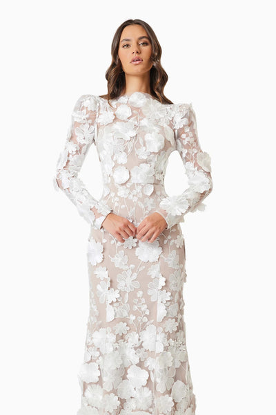 Shannon Floral Midi Dress - White - SHOPJAUS - JAUS