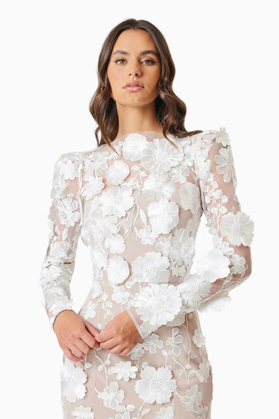 Shannon Floral Midi Dress - White - SHOPJAUS - JAUS