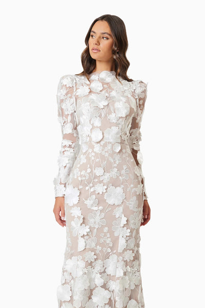 Shannon Floral Midi Dress - White - SHOPJAUS - JAUS