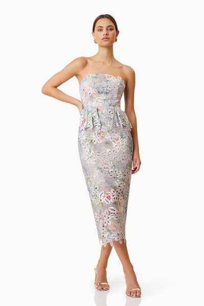 Jacinta Midi Dress - Taupe Multi - SHOPJAUS - JAUS