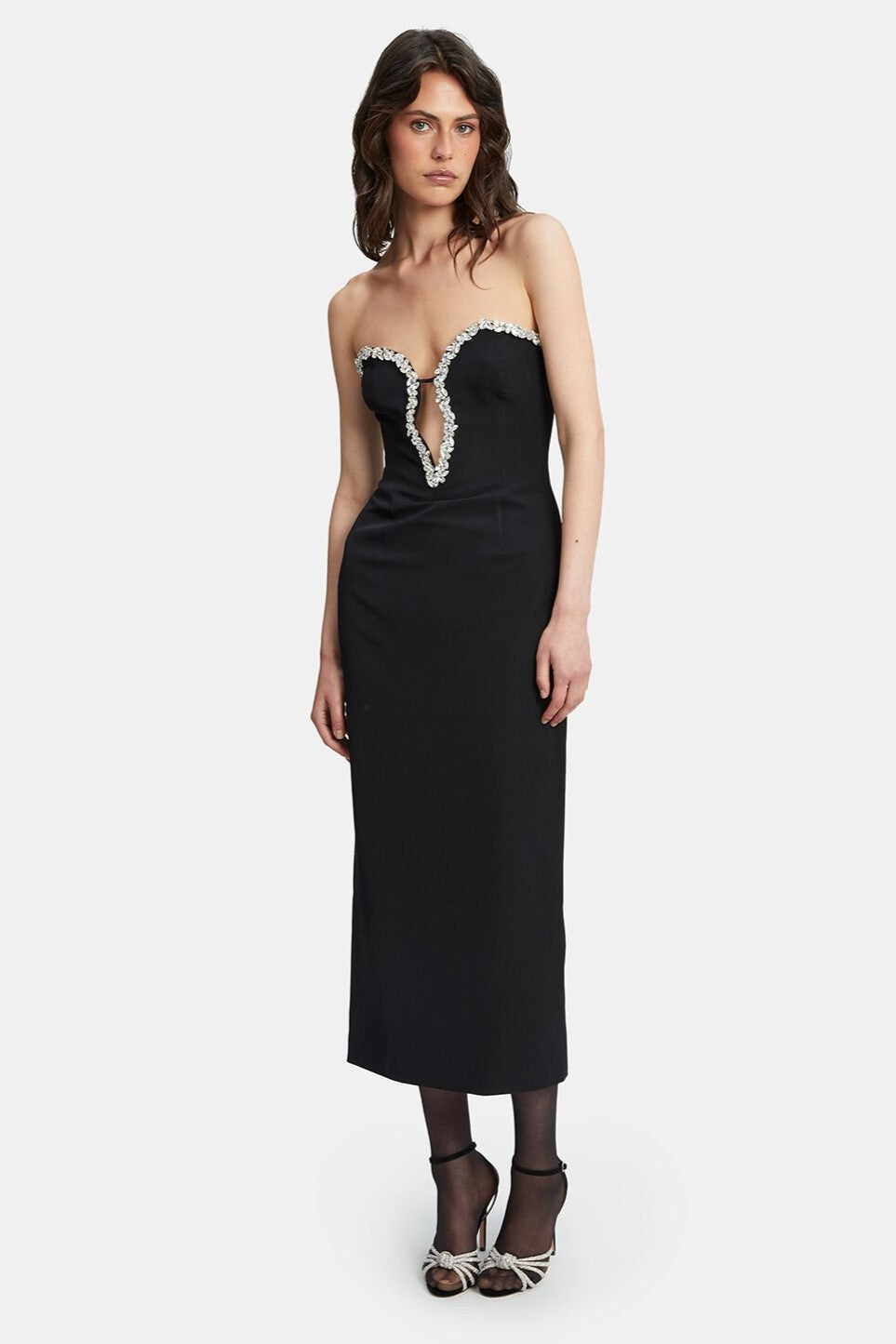 Eleni Diamante Midi Dress - Black - SHOPJAUS - JAUS