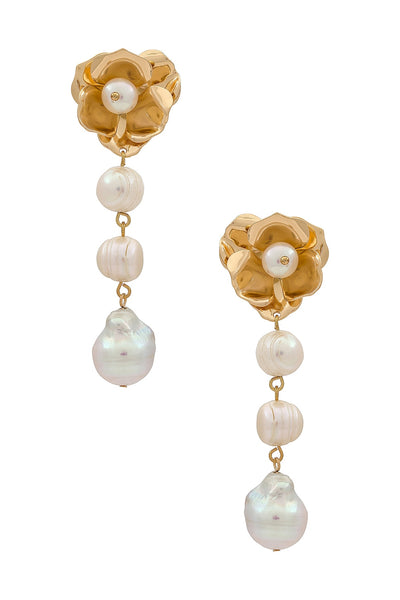 Pearl And Floral Earrings - 18k Gold Plated - SHOPJAUS - JAUS