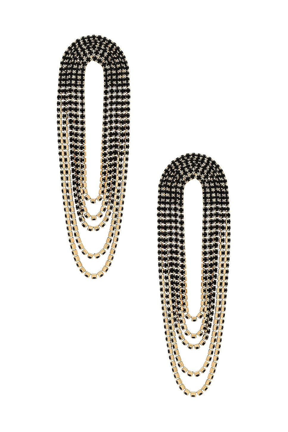 Crystal Drape Fringe Earrings - Black - SHOPJAUS - JAUS